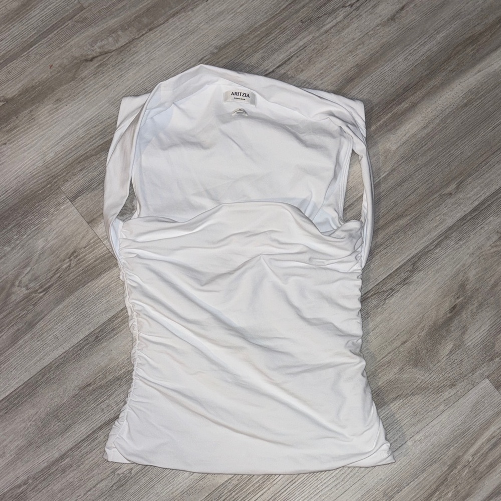 Aritzia White Ruched Tank Top